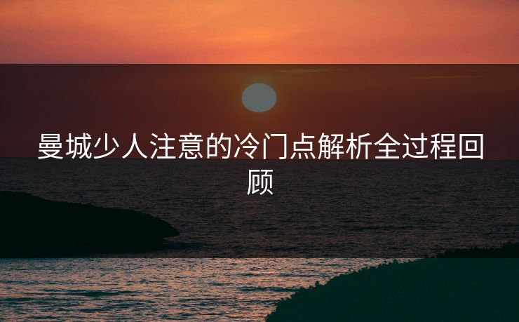曼城少人注意的冷门点解析全过程回顾